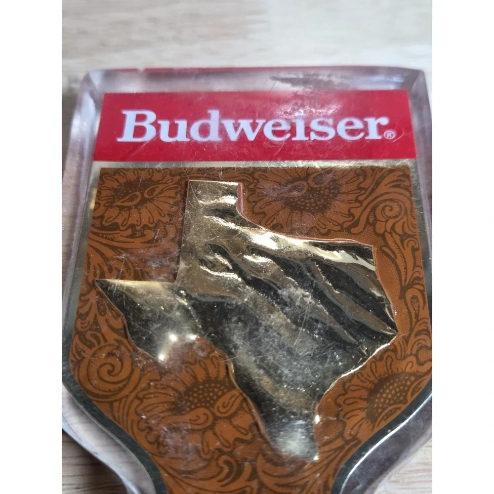 Vintage Budweiser Texas State Lucite Acrylic Beer Tap Handle Gold Western